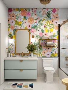affordable bathroom decor with colorful items