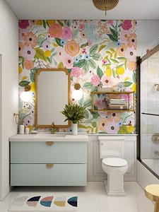 affordable bathroom decor with colorful items